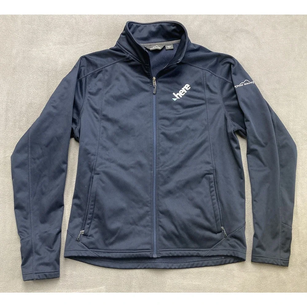 Eddie Bauer Trail Soft Shell Jacket. Navy Blue Mens Size L EB542 Full Zip